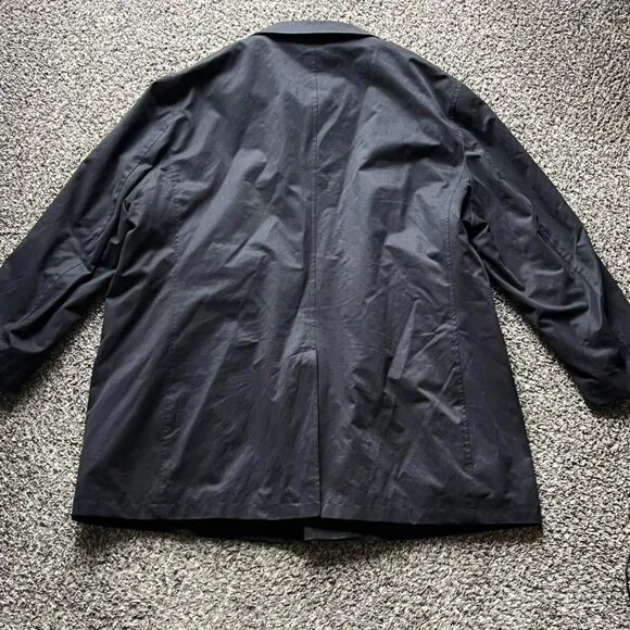 Ralph Ralph Lauren Black Navy Blue Trench Coat Size 52 Quiet Luxury Water Resist - Picture 5 of 8